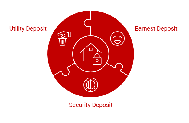 The three types of rental deposits: utility, earnest, and security.