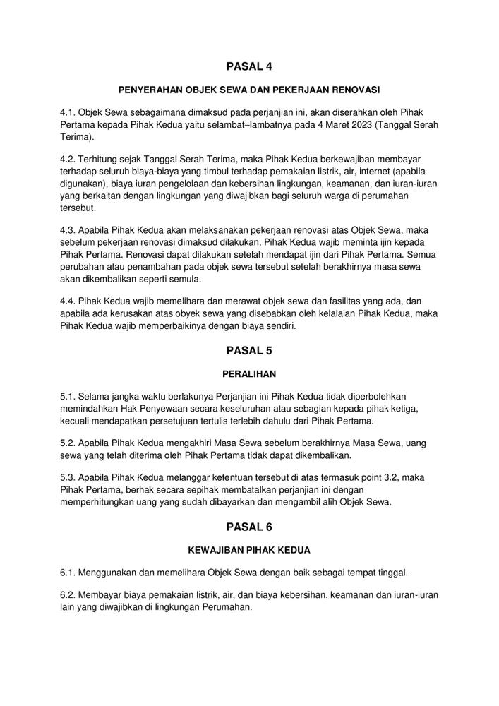 Contoh Surat Perjanjian Kontrak Rumah 3