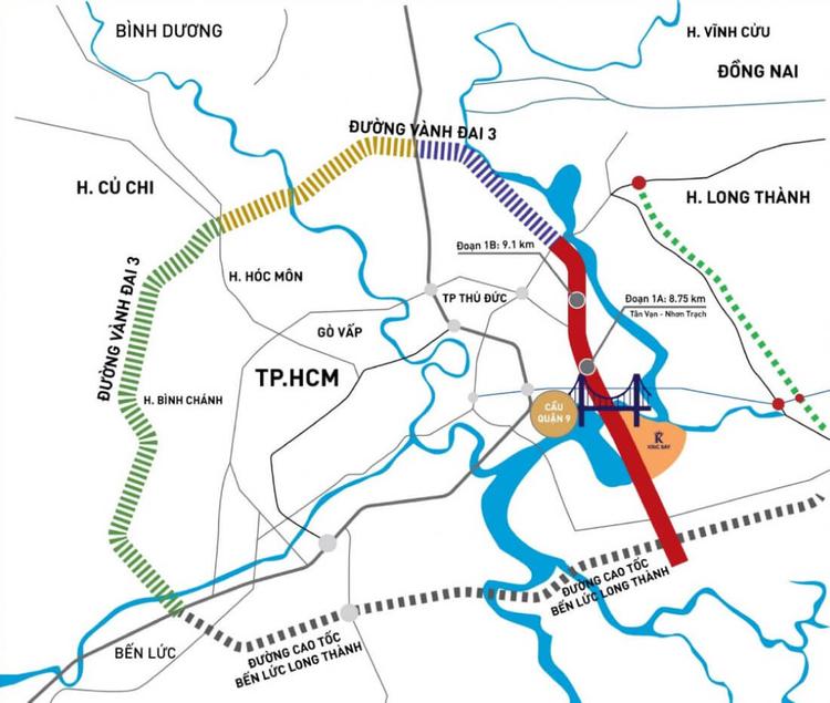 Đường Vành đai 3 TP.HCM sẽ cùng với cao tốc Bến Lức - Long Thành tạo một vòng cung khép kín bao quanh thành phố
