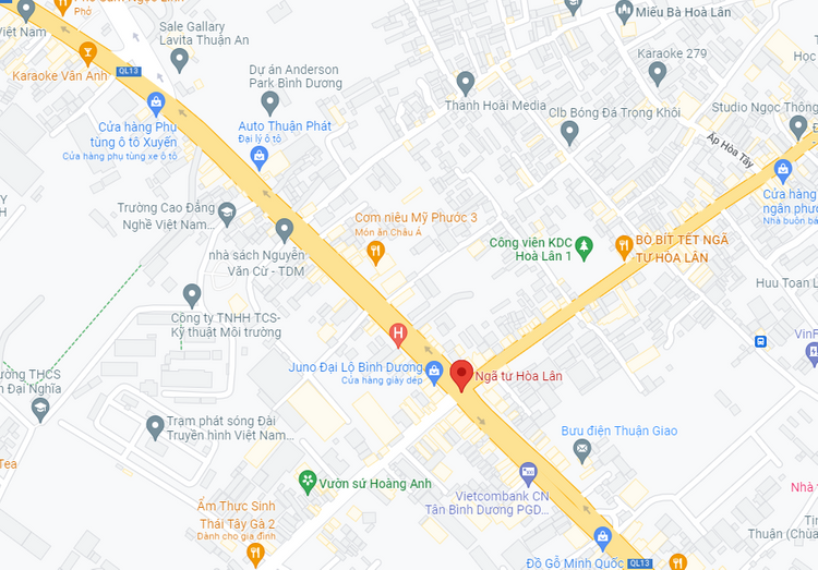 Tìm kiếm ngã tư Hòa Lân trên Google map