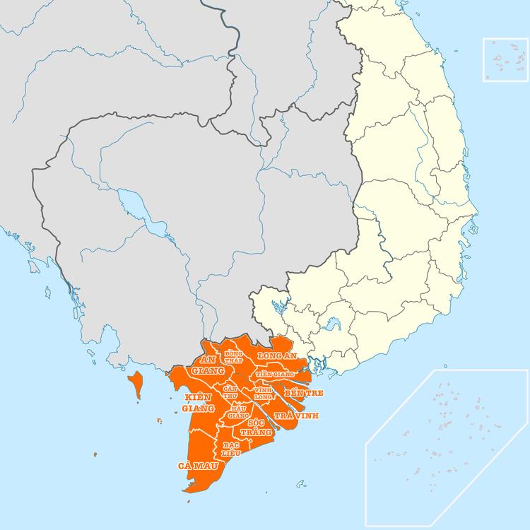 Vị trí các tỉnh miền Tây Nam Bộ trên bản đồ Việt Nam 
