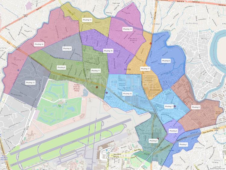 Bản đồ hành chính các phường của quận Gò Vấp