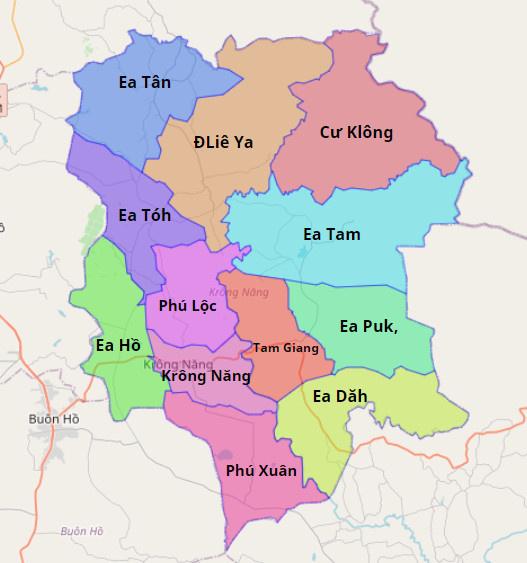 Bản đồ huyện Krông Năng
