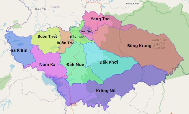 Bản đồ huyện Lắk