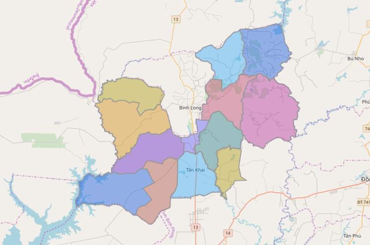 Bản đồ huyện Hớn Quản