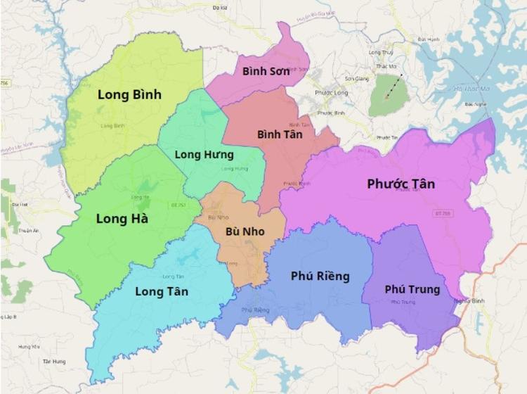 Bản đồ huyện Phú Riềng