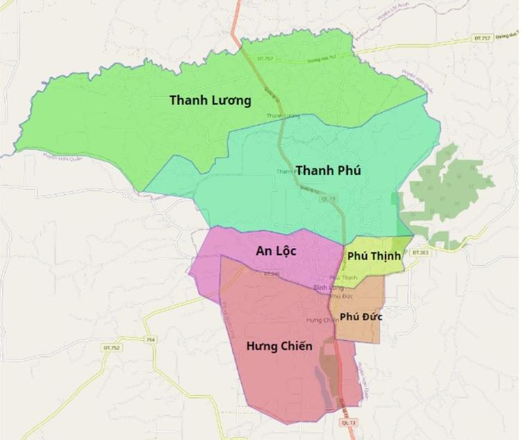 Bản đồ thị xã Bình Long