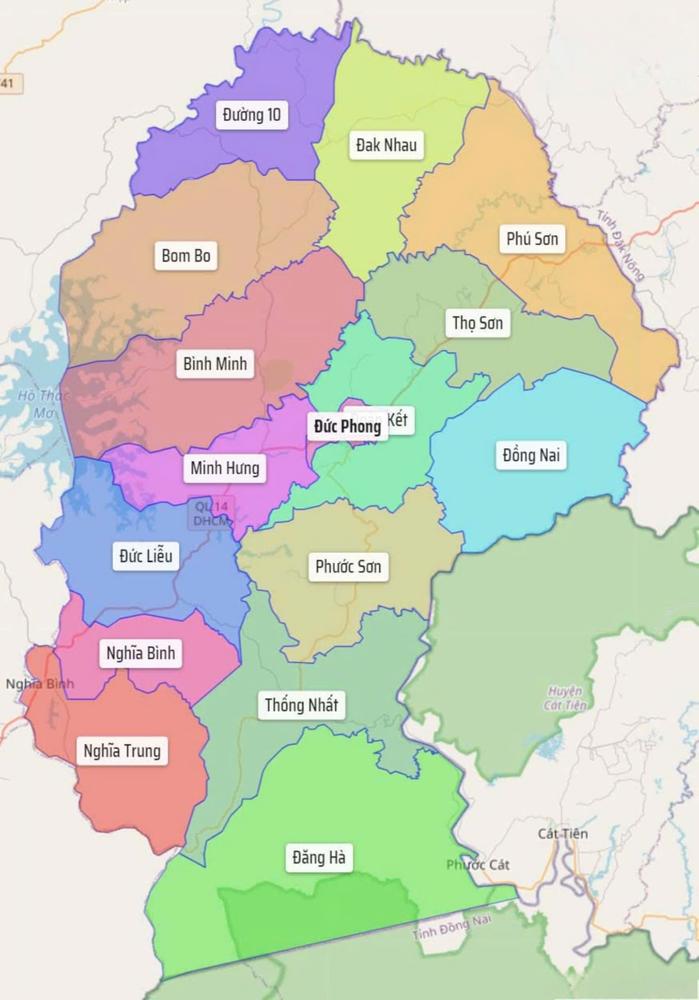 Bản đồ huyện Bù Đăng