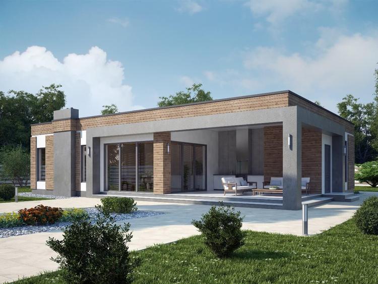 Nhà cấp 4 mái bằng có sân vườn và lối đi riêng