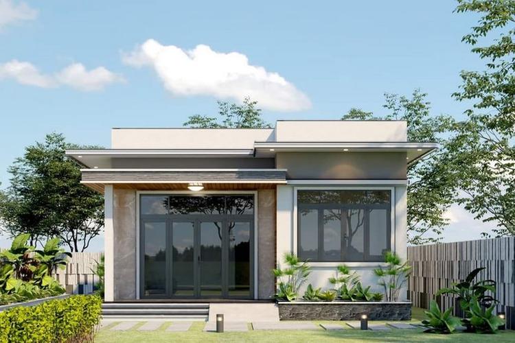 Nhà cấp 4 mái bằng thiết kế kèm sân vườn