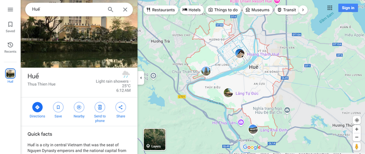 Bản đồ Huế từ Google Map