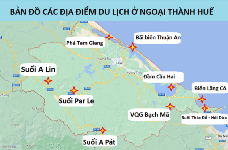 Bản đồ du lịch ngoại thành Huế