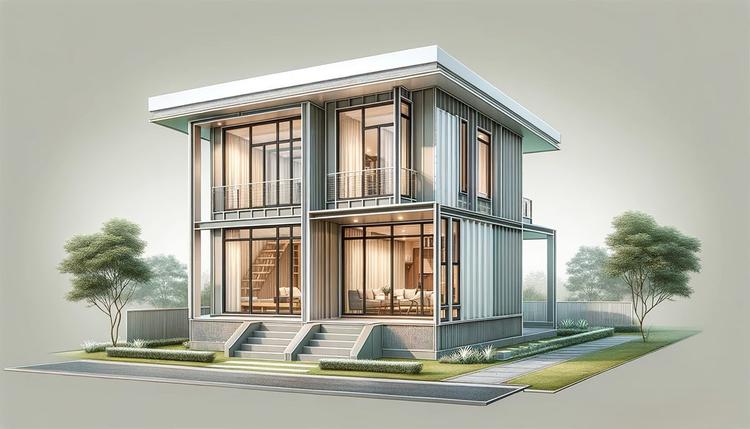 Mẫu nhà lắp ghép 3 phòng ngủ thiết kế 2 tầng vật liệu thép