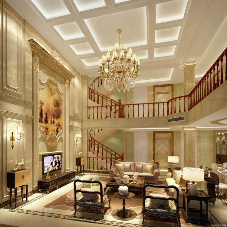 Thiết kế phòng khách thông tầng cổ điển