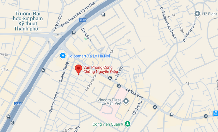 Bản đồ di chuyển đến văn phòng công chứng Nguyễn Điệp quận 9