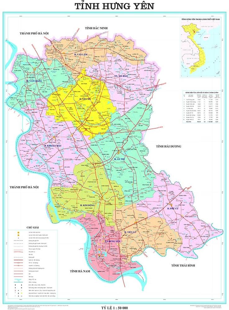 Bản đồ hành chính tỉnh Hưng Yên cập nhật mới nhất 2024. Nguồn: hungyengov
