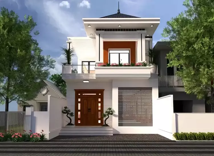 Nhà ống 2 tầng mái Nhật mang đến cảm giác vững chắc