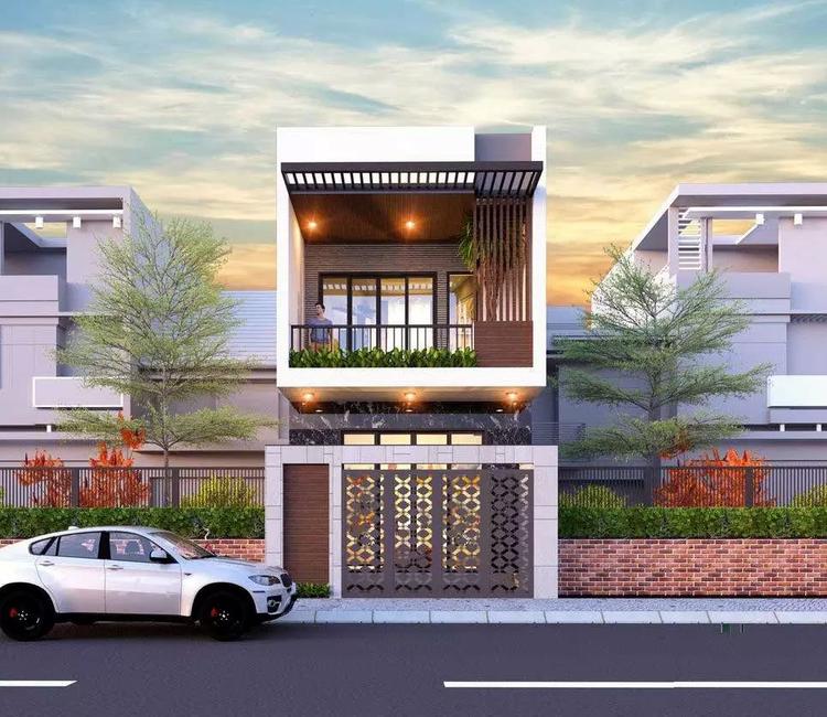 Mẫu nhà ống 2 tầng mái bằng mặt phố. 