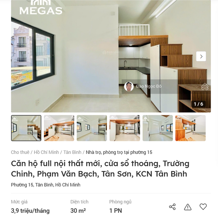 Tin rao cho thuê một căn hộ mini gần KCN Tân Bình trên Batdongsan.com.vn