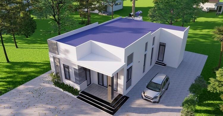 Thiết kế nhà cấp 4 mái tôn đơn giản.