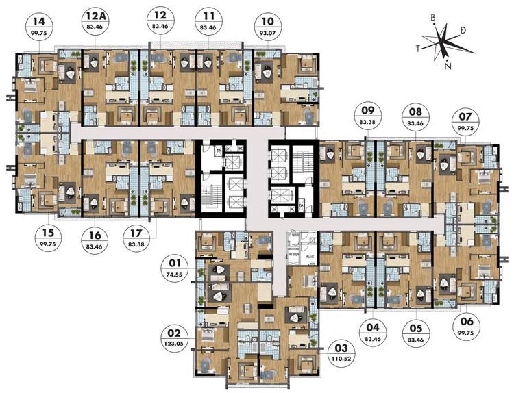 Bản thiết kế sàn tòa S3 Goldmark City 136 Hồ Tùng Mậu