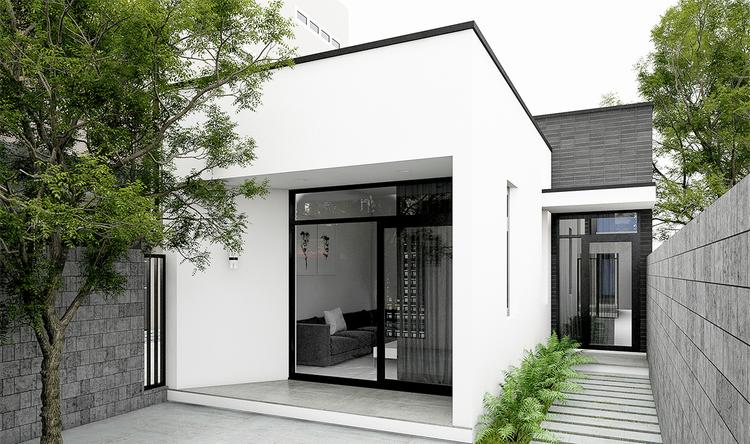 Nhà cấp 4 mái bằng với lối kiến trúc đơn giản