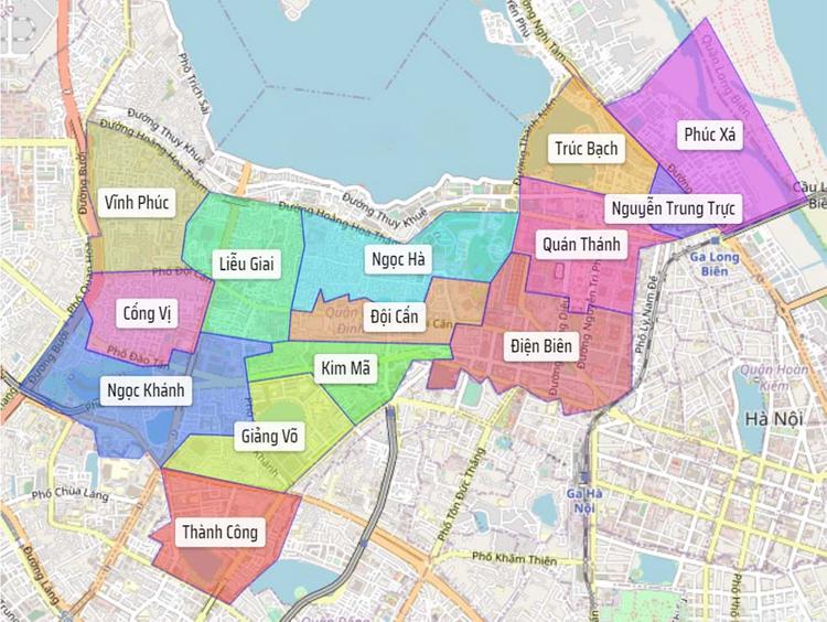 Bản đồ quận Ba Đình các phường trước sáp nhập