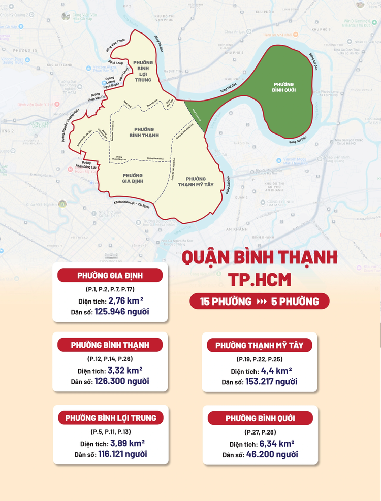 Thông tin quận Bình Thạnh sáp nhập phường