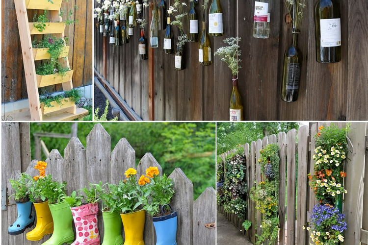 Những chai thủy tinh hay thậm chí là đôi ủng cũ có thể tái chế, sơn lại thành phụ kiện trang trí sân vườn như thế này. 