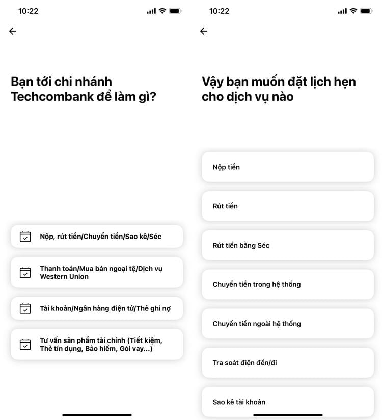 đặt lịch hẹn tại chi nhánh Techcombank