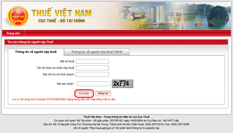 Tra cứu địa chỉ mới của doanh nghiệp bằng website của Tổng cục Thuế