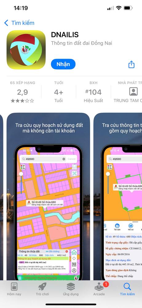 App tra cứu thửa đất tại tỉnh Đồng Nai.