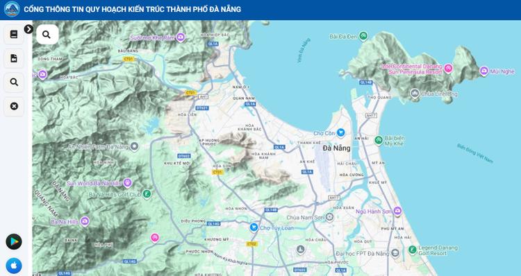 Giao diện Cổng thông tin Quy hoạch xây dựng do Sở Xây dựng Thành phố Đà Nẵng
