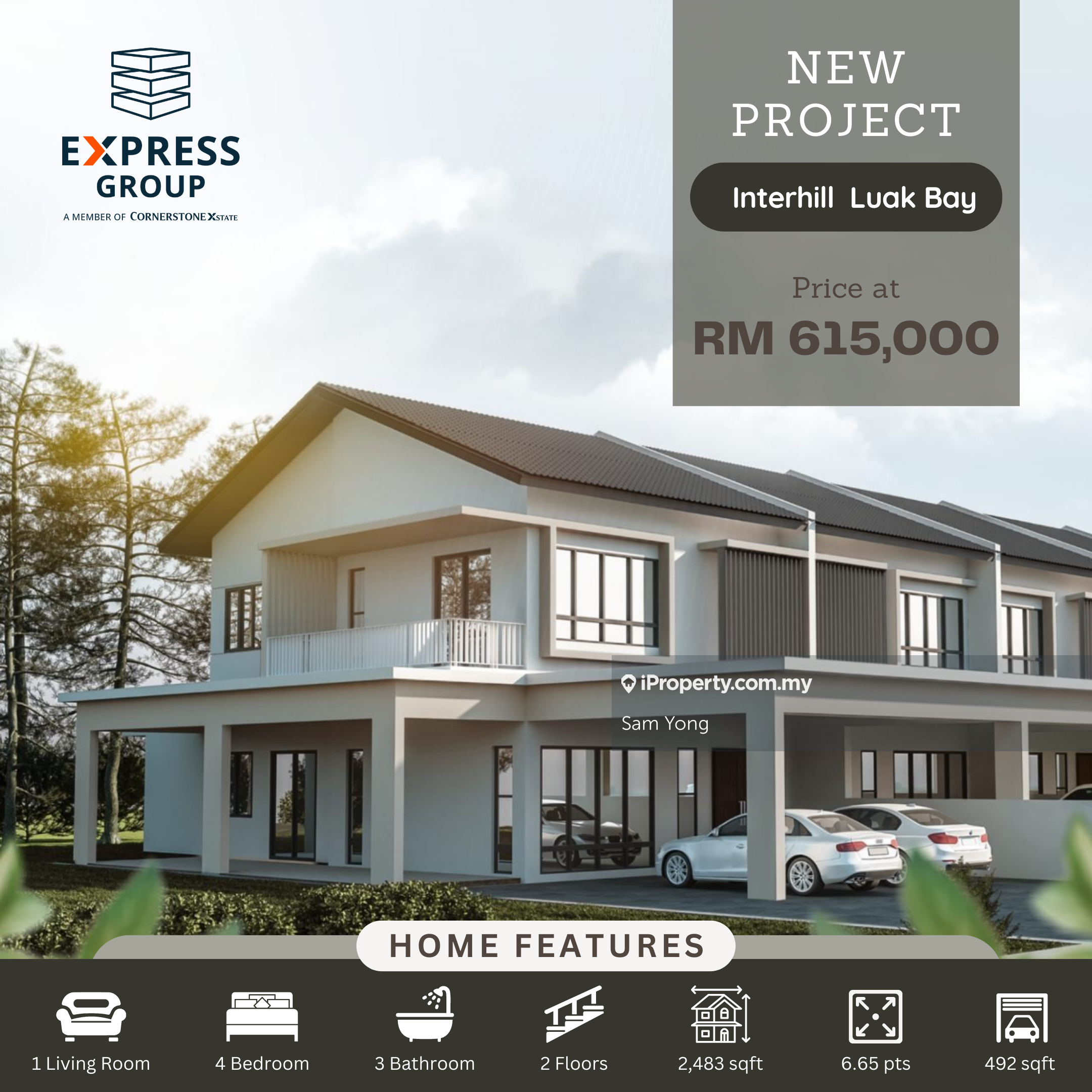 Opal Residence, Interhill, Miri 2sty Terrace/Link House 4 bedrooms for