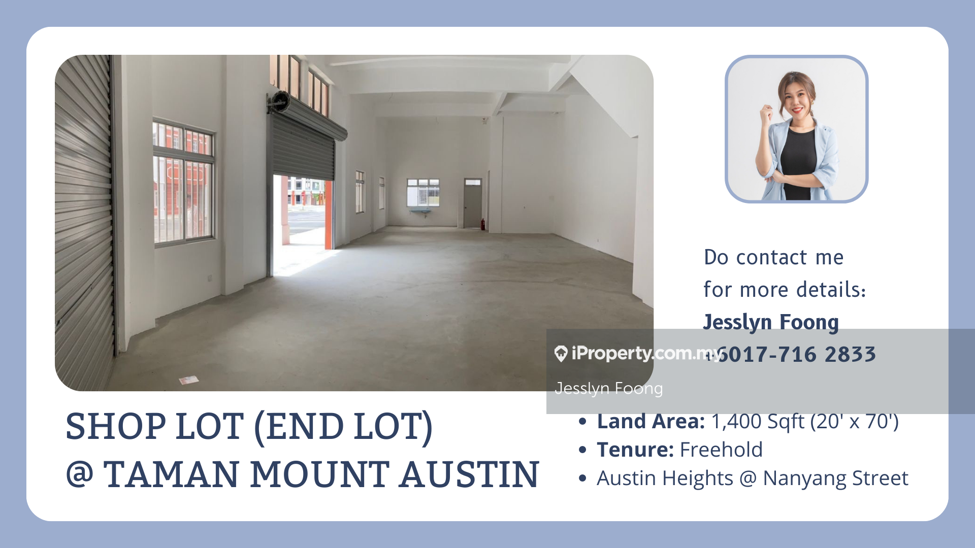 Austin Height Nanyang Street Shop Lot for Rent, Taman Mount Austin