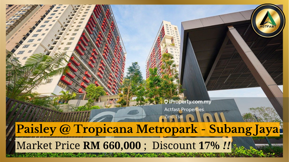 Paisley Tropicana Metropark Serviced Residence 2 bedrooms for sale in