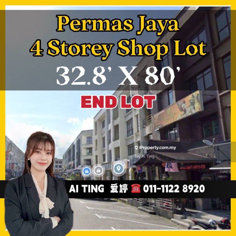 Permas Jaya 4 Storey Shop End Lot, Masai, Johor Bahru End lot Shop for