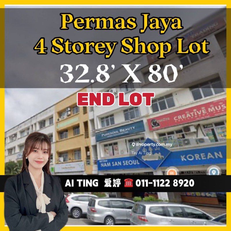 Permas Jaya 4 Storey Shop End Lot, Masai, Johor Bahru End lot Shop for