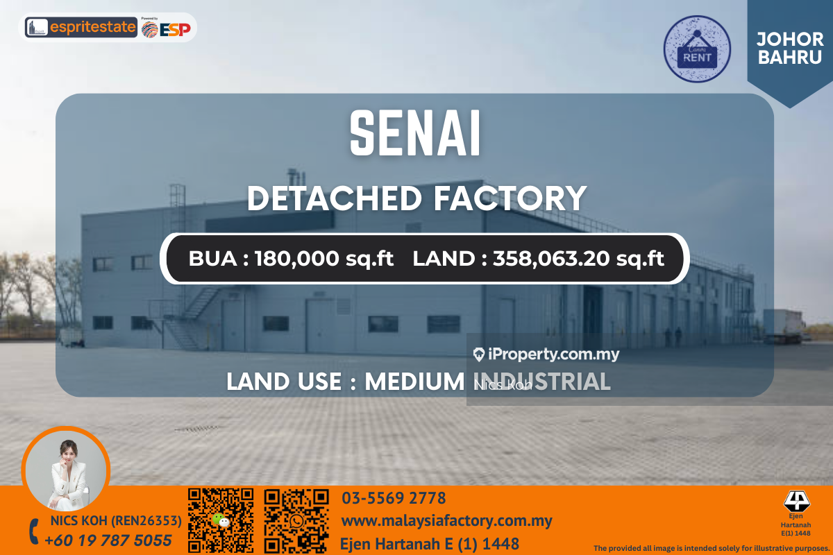 358,063 sq.ft Detached Factory at Senai for Rent, Senai Detached ...