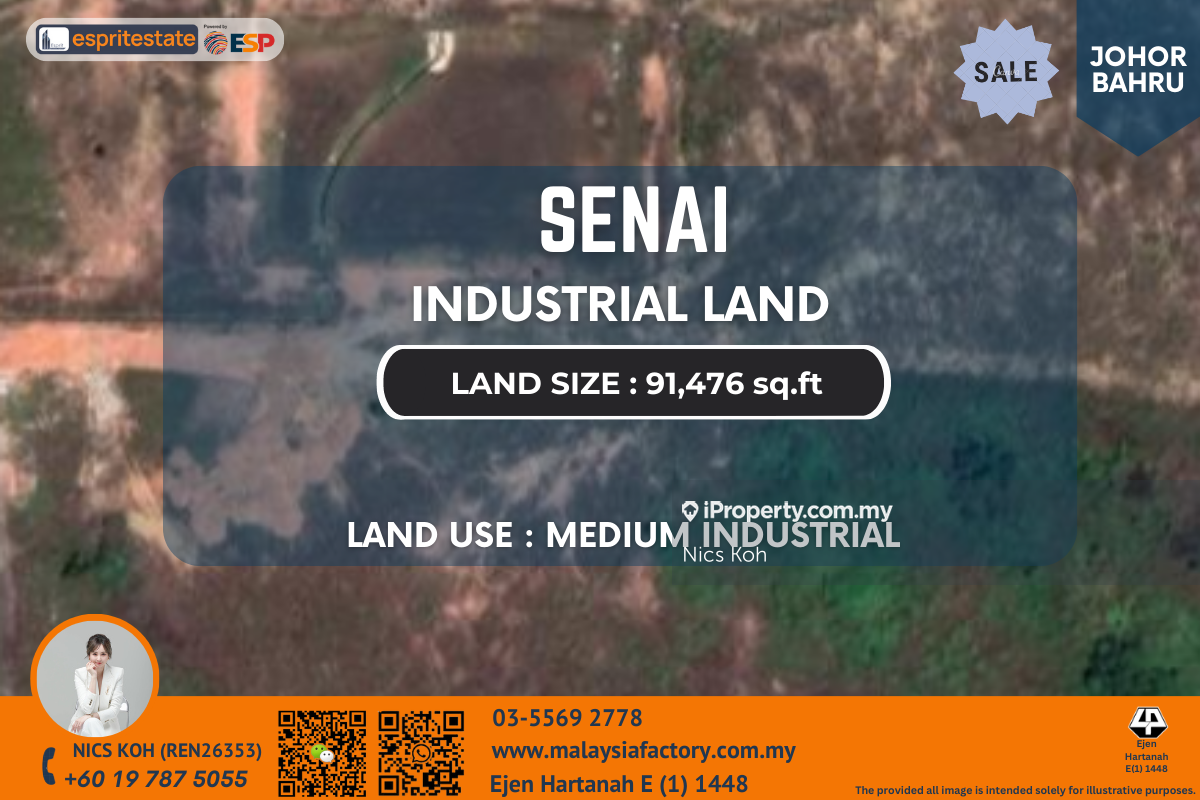 91,476 sq.ft Industrial Land at Senai for Sale, Senai Industrial Land