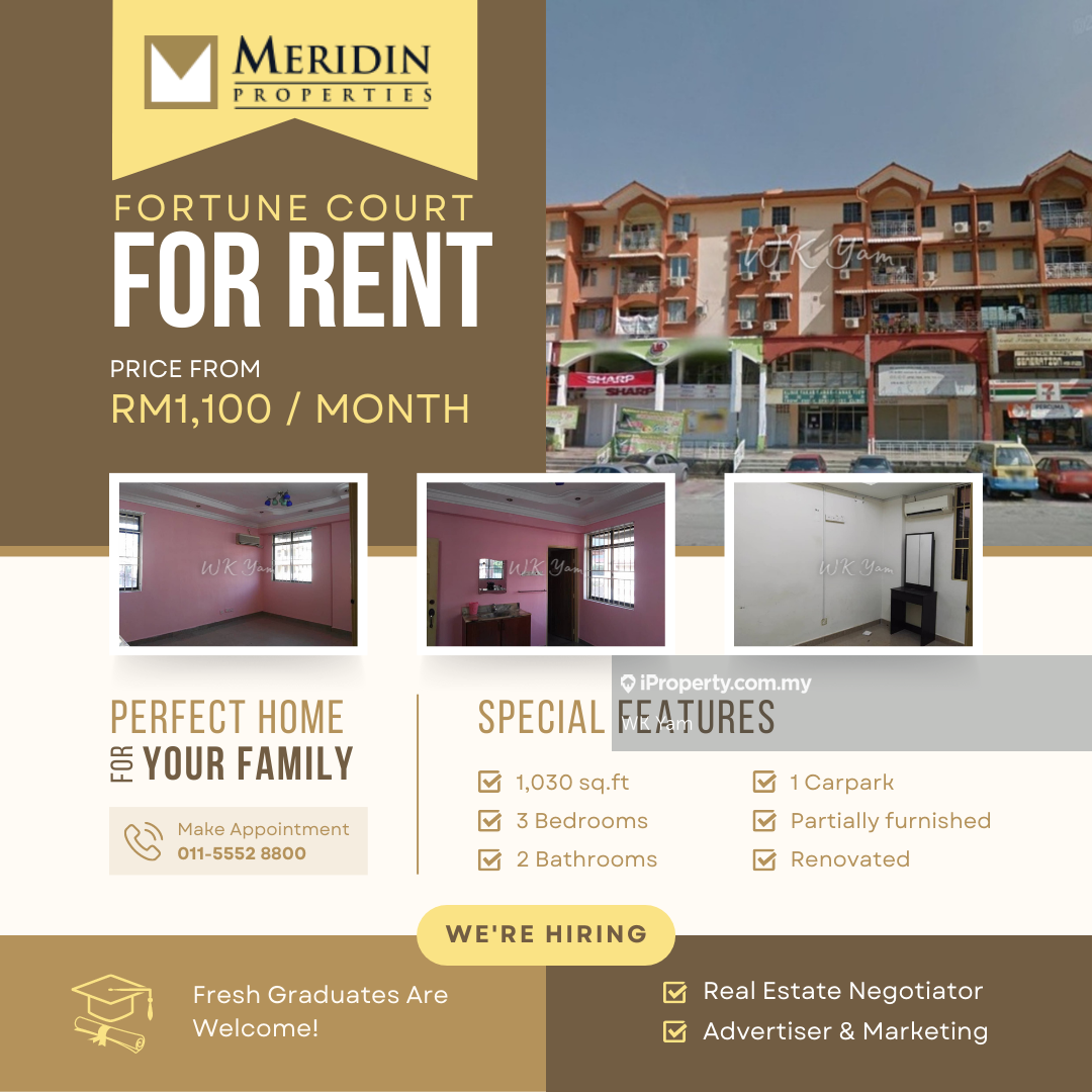 Fortune Court Apartment 3 bedrooms for rent in Ayer Itam, Penang