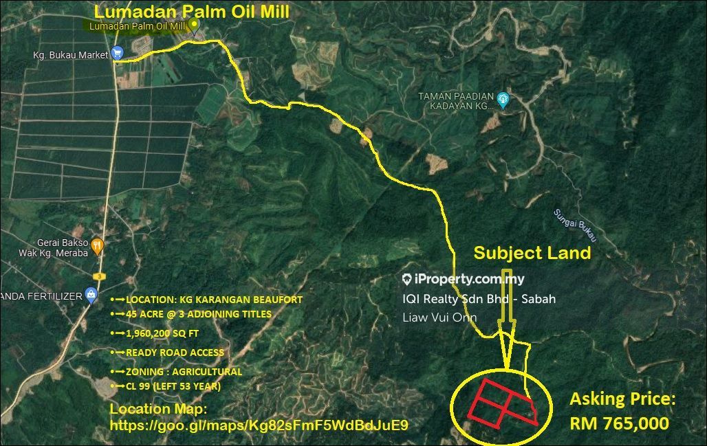 𝐂𝐋 𝐋𝐚𝐧𝐝 𝟒𝟓 𝐀𝐜𝐫𝐞 𝐁𝐞𝐚𝐮𝐟𝐨𝐫𝐭 𝐎𝐢𝐥 𝐏𝐚𝐥𝐦, Kg Karangan, Beaufort for sale