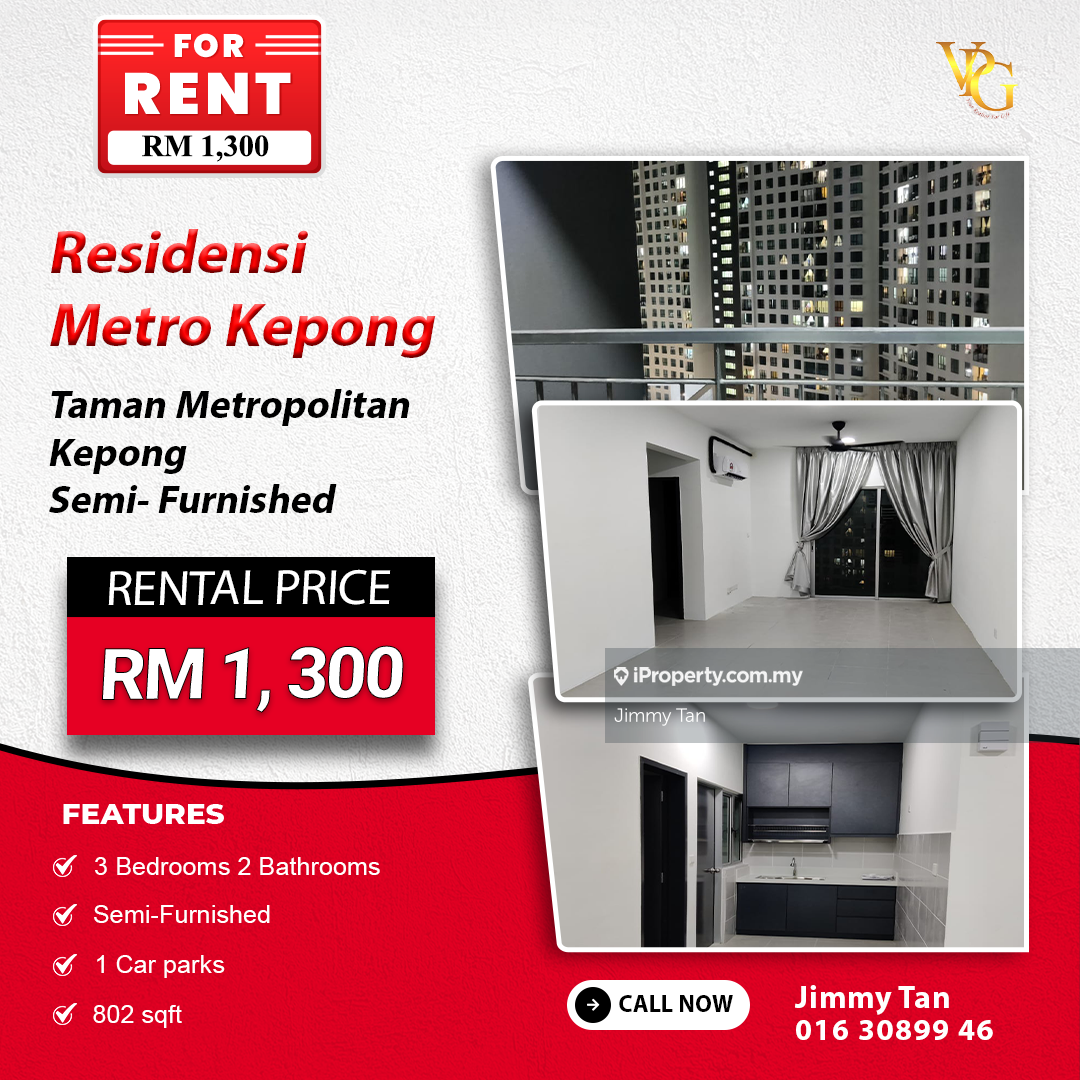Residensi Metro Kepong Apartment 3 bedrooms for rent in Kepong, Kuala
