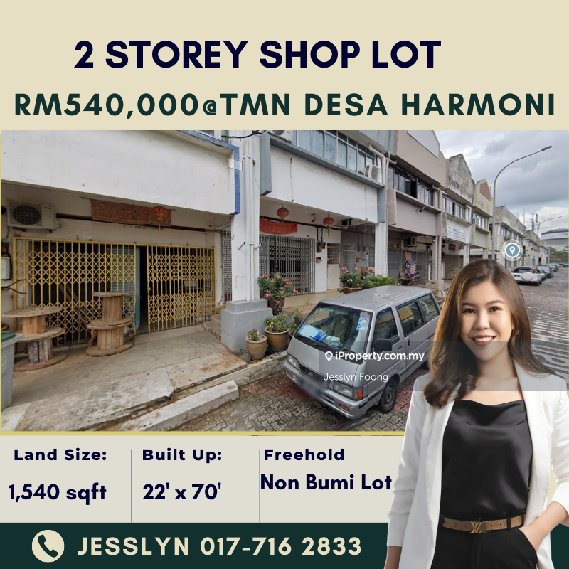 Taman Desa Harmoni, 2 Storey Shop Lot , Johor Bahru for sale RM540000