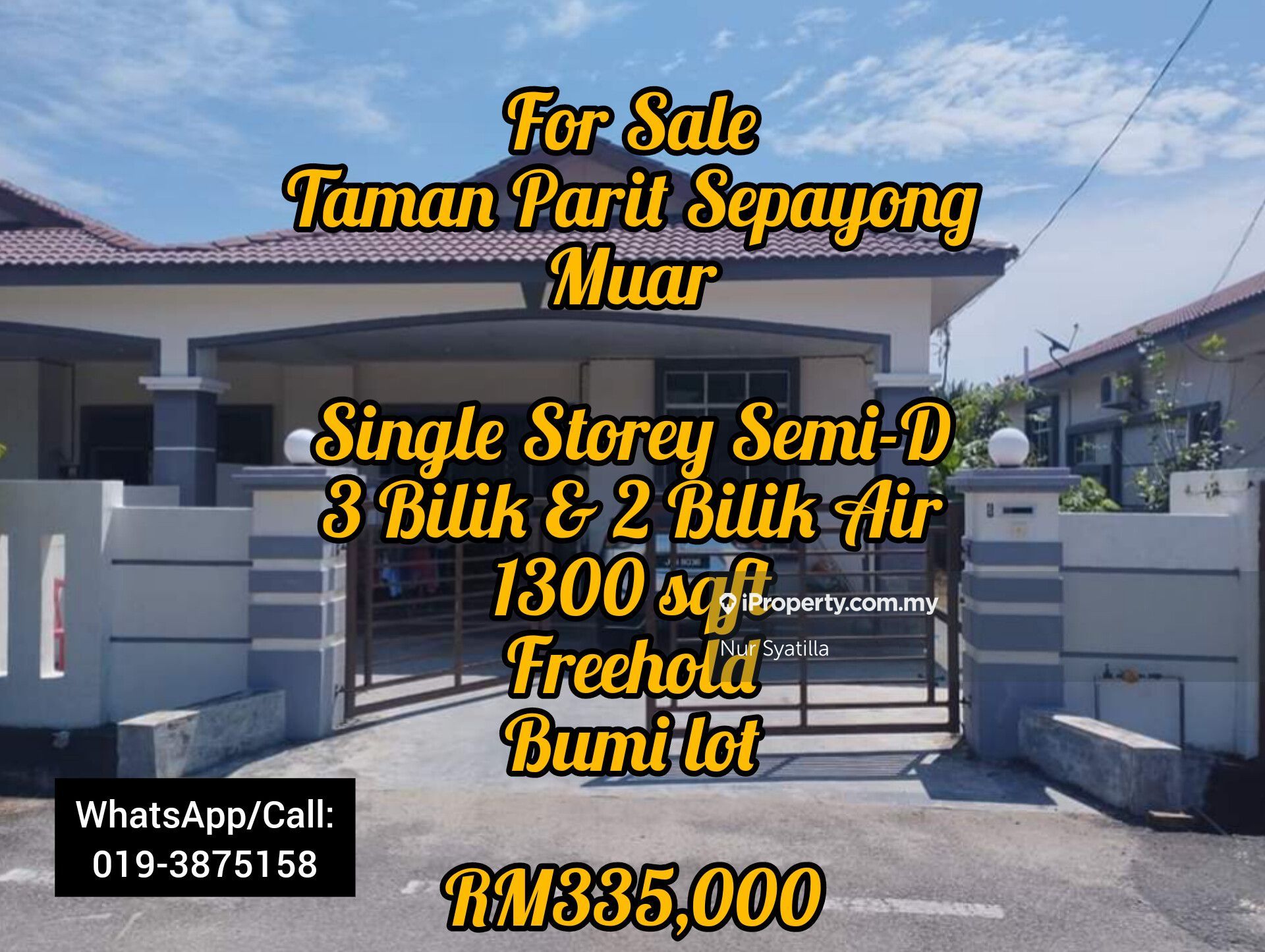 Muar 1sty Terrace/Link House 3 bedrooms for sale