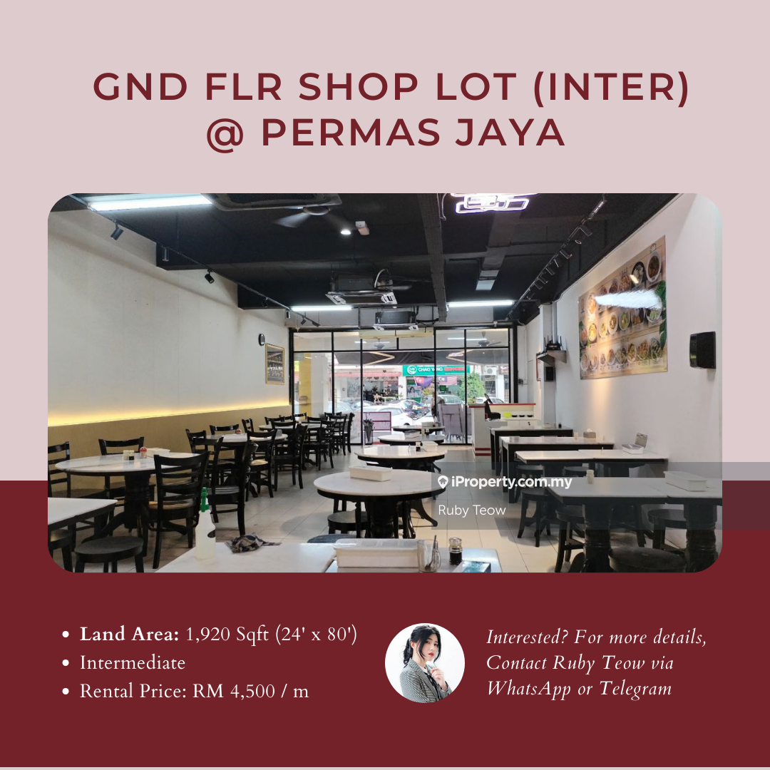 Permas Jaya Ground Floor Shop Lot (Intermediate) For Rent, Permas