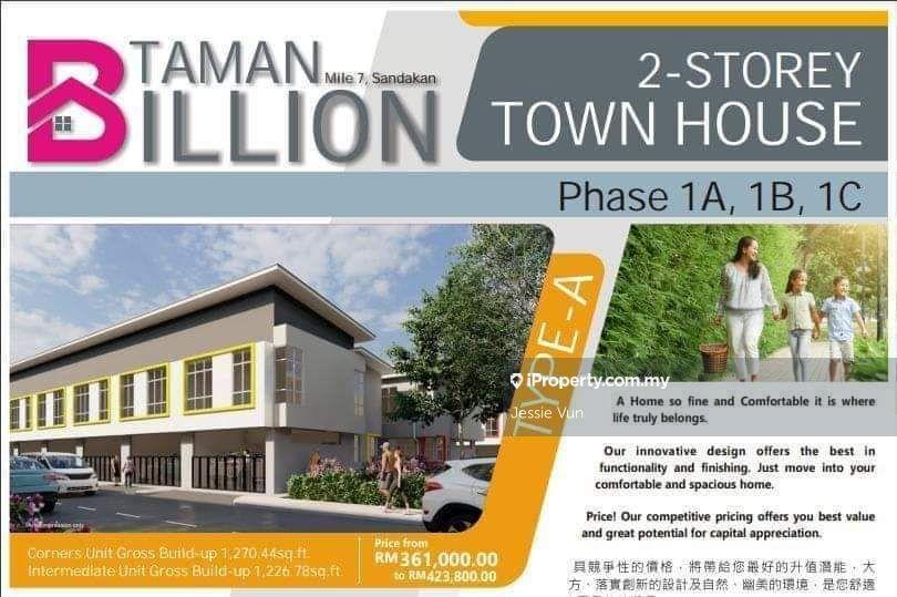 Taman Billion, Mile 7, Sandakan 2sty Terrace/Link House 3 bedrooms for