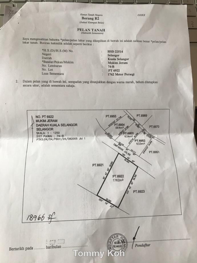 Tanah Kediaman untuk Dijual di Jeram, Kuala Selangor oleh Tommy Koh - iProperty.com.my