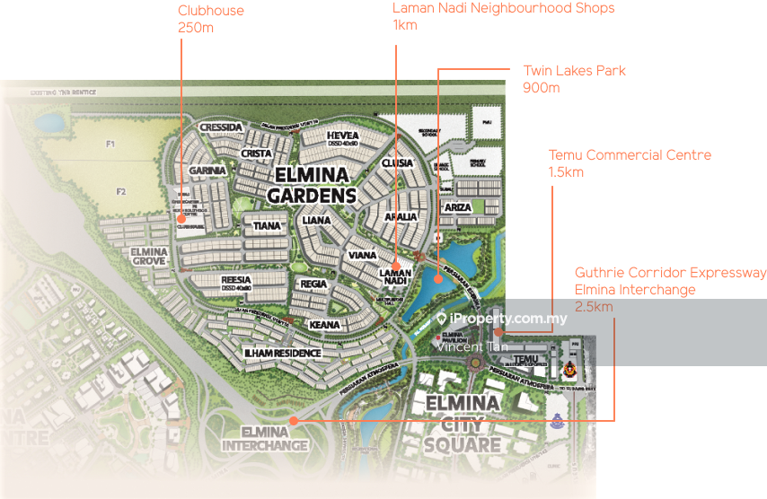 Rumah Berangkai 2 Tingkat untuk Dijual di ELMINA GARINIA CRESSIDA East Garden West Valley, Shah Alam oleh Vincent Tan - iProperty.com.my