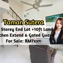 Taman Sutera, 1.5 Storey End Lot with 10ft Land, Kitchen Extended